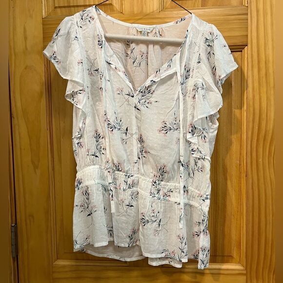 Lucky Brand semi sheer floral pattern size M blouse - Picture 1 of 8